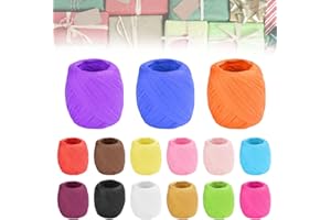 SIYINGSAERY 15 Rotoli di Nastro di Carta Rafia Colorata, Corda in 15 Colori per Confezioni Regalo, Bouquet e Artigianato Fai-Da-Te, 3CM x 20M