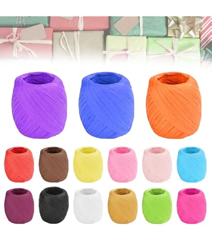 Nastro Rafia GOIEHIR - 2 Rotoli Colorati Per Regali E Fai Da Te - Foto 2