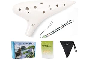 LOTMUSIC Ocarina 12 Tones Alto C mit Song Book Neck String Neck Cord (Weiß)