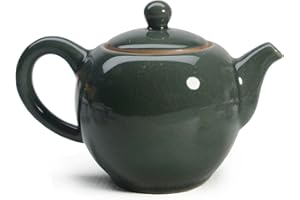 LIANG BAOBAO Teiera in porcellana, 255 g, piccola teiera tradizionale cinese Ice Crack Glaze, bollitore da tè in ceramica (verde)