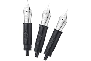 LANXIVI Jinhao 82 zestaw 3 stalówek do pióra wiecznego z czarnym podajnikiem (EF, F i M) srebrne, kompatybilne z piórem wiecznym Jinhao 82, 88, 95