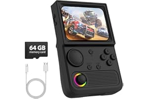XISKT R36T Retro Gaming Console, 3.5'' IPS Screen CRT-Inspired, Handheld Game Console with 18000+ Classic Games, 3500mAh Battery, Supports Multiple Mainstream Emulators, WiFi Network Battling, 64GB (Black)