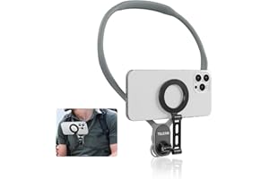 BRDRC Uchwyt na telefon na szyję, magnetyczny uchwyt do selfie POV/Vlog do Magsafe iPhone 15 14 13 12 Pro Max Mini Plus Seires, bez użycia rąk, stojak na klatkę piersiową, nagrywanie wideo do Androida