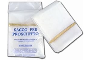 GEKO Tre Emme Sacco per Prosciutto in Nylon per Alimenti. con Nastro Che Chiude E Appende Il Prosciutto.