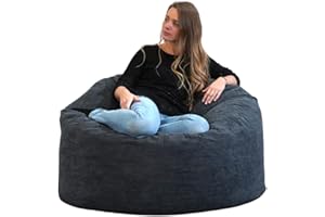 bananair - Bean Bag Chair Adult - Soft & Elegant Fine Ribbed Corduroy Fabric - Comfortable Foam Filling - Giant Bean Bag Sofa with Excellent Back Support (100 cm, Blue)