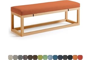 Lsjoaw Cuscino Per Panca Cuscino Panca Esterno 60X40X3CM Cuscino Sedile per Mobili da Interni/Esterni, Lungo Cuscino per Panche Da Giardino Balcone Loft Altalena Patio,Arancia