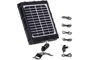 WILDGAMEPLUS Pannello solare, caricatore impermeabile 14W 8000mAh 12V / 1.2A 9V / 1.6A 6V / 2.4A IP54 con cavi per tutte le fotocamere da gioco di caccia trail 4G 3G e luce LED 12V WG-8000