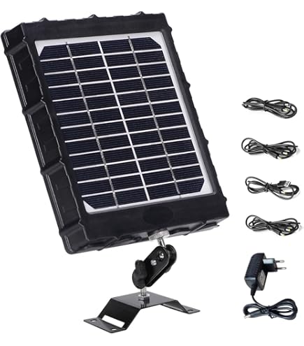 FunKind Panneau Solaire 6V-12V Pour Caméra Chasse - 3000 MAh Batterie Intégrée, Étanché IP65, Connecteur 3.5x1.35 Mm