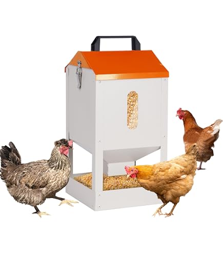 Mangeoire Automatique Pour Poules VEVOR 11 Kg - Acier Galvanisé Anti-Rats Avec Couvercle Étanche, Idéale Pour 10 Poulets