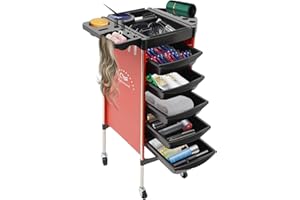 AREAO Friseurwagen Friseurwagen mit 5 Schubladen und 4 Universalrädern Friseursalonwagen Servicewagen Arbeitswagen Friseurzubehör