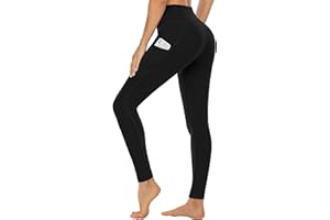 CAMPSNAIL Leggings for Women UK with Pockets High Waisted Ladies Black Sport Stretchy Gym Trousers Running Soft Tummy Control Yoga Pants Workout Hiking