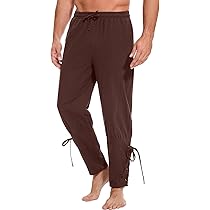 Runcati Piratenbroek voor heren, middeleeuwse broek, cosplay kostuum, veterbroek, renaissance, Viking, steampunk, vrijetijdsbroek, bruin, 3XL