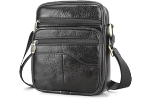 BAGZY Shoulder Bag Men Gifts for Men Leather Crossbody Casual Sling Document Bag for Men Travel Bag Handbag Business Messenger Backpack (Black)