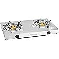 Geepas Stainless Steel Gas Cooker- GK679N/ 2 Cast Iron Burner Stove, Low Consumption and Improved Flow for Efficient Heating, Save 60%/ Auto Ignition System, LPG Stovetop, Perfect for Home, Apartments