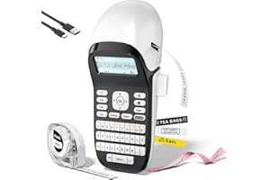 Phomemo LT12 etichettatrice ricaricabile, compatibile con tastiera QWERTZ o app mobile, etichettatrice etichette adesive dotata di schermo LCD retroilluminato, per uso domestico e scolastico