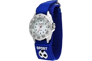 Pacific Time Kinder Armbanduhr Jungen Sport Fußball Kinderuhr Klettarmband blau analog Quarz