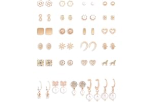 Zaveri Pearls Set of 25 Gold Tone Contemporary Studs & Drop Earrings For Women-ZPFK15140