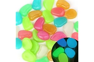 YIHAILE Leuchtende Steine 25 Stück Harz Leuchtende Steine 4.5 CM Leuchtsteine Bunt Groß Kieselsteine Leuchten Im Dunkeln Für Gartengehweg Dekoration Pflanzen Topf Aquarium Fluoreszierende Harz Steine
