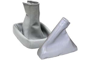 AERZETIX - Satz Schaltsack + Handbremssack - Kunstleder - Farbe hellgrau leder - für Auto