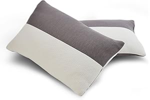 Wakefit Height Adjustable Hollow Fibre Sleeping Pillow with Zip | Set of 2 (White and Grey, 27 x 16 Inches) 3 Months Warranty