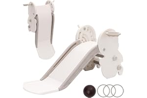 YULEYU Toddler Slide with Basketball Hoop & Ring Toss Game, Baby First Slide, Freestanding Slide Indoor Climber Set for Toddlers