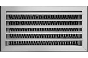 DEMLOU Griglia di Ventilazione in Alluminio con Alette curve che Vengono Spostate Tutte Insieme Nella Posizione Superiore 30 x 15 cm, Centrale o Inferiore per Dirigere di Conseguenza il Flusso d'Aria.