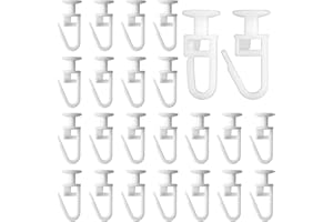 AJINACIOUS 100 Pcs Curtain Track Hooks and Gliders for Window Rails - 11 mm Head for Ceiling Mount, Lockable Folding Hanging Hooks for Room and Dividers