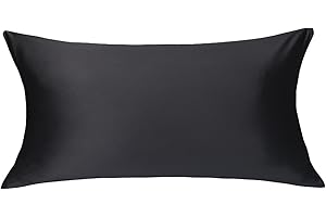 LULUSILK Kissenbezug, 100 % reine Seide, 16 Momme, mit verdecktem Reißverschluss, schont Haut und Haare, 1 Stück 40 x 80 cm Schwarz