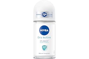 NIVEA Dry Active Roll-On, rullo antitraspirante con protezione 72 ore e formula antibatterica Dual Protect, deodorante nutriente con profumo fresco (50 ml)