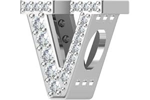 Aurevella Letter Charms A-Z, 925 Argent Silver Pendant Accompagné de Zircone Cubique 5A, idéal Pour les Bracelets et Colliers de Style Européen, Bijoux pour Femmes