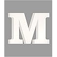 AmericanElm 6 Inch White Wooden M Letter- English Upper Case Alphabets Cutouts for Art and Craft Work (M_White_6 in x 11mm)