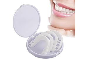 JUXINE 1 Pairs Fake Teeth Braces Whitening Cosmetic Tooth Covering Snap on Smile Teeth False Teeth Instant Veneers Dentures Cosmetic Veneers Teeth Temporary Dentures Top and Bottom