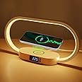 TERRIFI Bedside Lamp with Wireless Charger, LED Desk Lamp with USB Port, Touch Control Table Lamp with Clock, Ideal for Bedroom Nightstand, Dimmable & 3 Colors Temperatures, Modern Home Office Decor