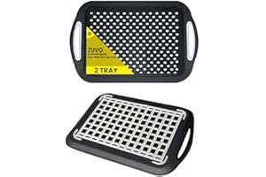 Zuvo Anti-Slip Food Serving Tray with Handles (Set of 2) – BPA-Free Plastic, Lightweight & Durable – Non-Slip couch Trays for Eating & Drinks (Grey)