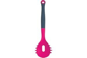 KitchenCraft Colourworks Multi Pasta Spoon / Spaghetti Measure Tool, Silicone, Raspberry, 28.5 cm