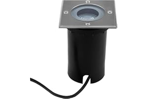 Ledvion, Foco LED cuadrado empotrable en el suelo, IP67, GU10, foco LED empotrable para exteriores, iluminación de terraza, foco empotrable en el suelo, lámpara empotrable para jardín