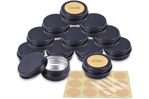 YANCAER 24 Stück 10ml - D35mm x H17mm Matt Schwarz Aluminium Leer Döschen mit Schraubdeckel Runde Reise Blechdose Cremedose Tiegel Aludose für DIY Kerze, Creme, Kosmetik