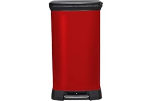 Curver Kuchnia One Touch Deco Kosz kuchenny z efektem metalu, czerwony, 50 litrów