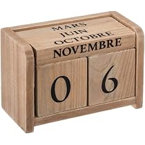 Calendrier Perpétuel Atmosphera - Bois Et Métal 18.5cm, Décoration Bureau Vintage