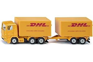 siku 1694, Camion DHL avec Remorque, métal/plastique, Jaune, hayons ouvrants, remorque détachable