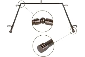 HOTOZON 1 Inch Bay Window Curtain Rods, 36-72 Inch Center Rod for window (24 to 68 Inch), 20-36 Inch Side Rods for windows (16-32 Inch), Antique Bronze, End Cap Finials