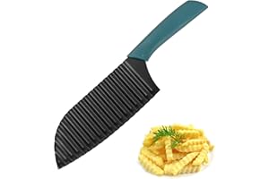 NEXMEE Couteau Ondulé, Coupe-Vague, Couteau Cannelé pour Adultes et Enfants, Couteau de Découpe en Acier Inoxydable Coloré pour Légumes et Fruits