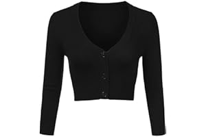 Irevial Cardigan Mujer Corto Chaqueta Punto Frontal Abierto Jersey de Punto Elástico Chaqueta de Punto Mujer Ligero con Cuello de Pico para Primavera Otoño Básico y Elegante