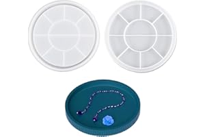 POPAPIE Silikonform Tablett,Rund Silikonform Untersetzer Silikonform Gießformen Tablett mit Rillen Silikonform Teller Silicone Molds Tray für DIY Teetablett Obsttablett (22.5 x 2.6 cm)