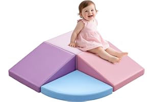 SUMBABABY Baby Soft Play Set: 4 Pcs PU Leather Softplay Kids Soft Play Blocks - Soft Play Equipment for Toddlers - Indoor Playground Climb and Crawl Toys Purple for Home