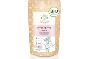 T2B Thé blanc bio - Thé Pai Mu Tan en vrac. 100 g - doux, parfumé et aromatique. (env. 40 tasses)