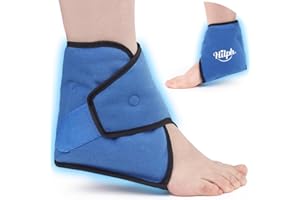 Hilph Ankle Ice Pack Wrap for Injuries Reusable, Cold Compress Gel Foot Ice Pack for Pain Relief, Ankle Sprains & Swelling, Plantar Fasciitis, Achilles Tendinitis, Heel Spurs & Surgery Recovery - Blue