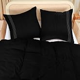 Utopia Bedding Duvet Cover 220 x 240 &ndash; Microfibre Duvet Cover Set 220 x 240 cm and 2 Pillowcases 65 x 65 cm (Black)