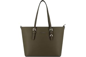 flora & co - Grand Sac à Main Femme - Cabas Fourre-Tout Simili Cuir PU Rigide - Sac Elégant Ville Travail Lycée - Shopper Porté Epaule Bandoulière Grande Capacité A4 - Mode Chic