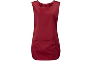 ESHOPPINGWAREHOUSE Ladies Plain Pocket Apron Womens Cleaning Catering Sleeveless Vest Top Tabard Burgandy Medium
